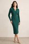 Women's Polo Neck Waist Tie Long Knit Dress - 2