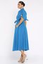 Buttoned and Pleated Short Sleeve Long Dress - 4