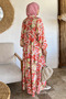 Patterned Summer Hijab Dress with Elasticated Sleeves and Front Button Detail - 4