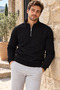 Men's Stand Collar Half-Zip Three-Thread Ribbed Sweatshirt - 5