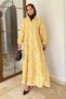 Patterned Summer Hijab Dress with Elasticated Sleeves and Front Button Detail - 3