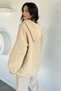 Gülseli Women's Hooded Plush Jacket with Gold Buckle Detail and Double Pockets - 4
