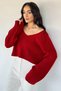 V-Neck Crop Top Loose Knit Blouse - 2