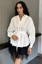 Women's Waist Gathered Lace-Up Shirt - 3