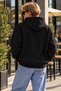 Standard Fit Cotton Soft Textured Basic Hooded Kangaroo Pocket Black Sweatshirt - 4