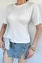 Women's Crew Neck Blouse with Waist Tie Detail - 4