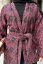 Belted Ethnic Pattern Quilted Hijab Jacket - 5