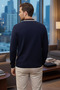 Men's Polo Collar Half Buttoned Color-Blocked Knit Sweater - 2
