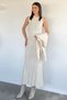 Women's Pearl and Stone Embroidered Knitwear Dress Cardigan Double Set - 3