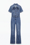 Spanish Style Short Sleeve Denim Jumpsuit - 6