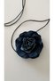 Lace-Up Jeans Fabric Flower Choker Necklace Jeans Rose Necklace - 4