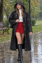 Black Color Eva Fabric Hooded Women's Raincoat - 2