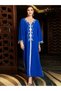 Royal Blue Beaded Fringe-Sleeve Dress - 3