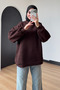 Women's 3 Thread Threaded Crew Neck Basic Hijab Sweatshirt 397 Brown - 6