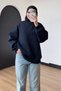 Women's 3 Thread Threaded Crew Neck Basic Hijab Sweatshirt 397 Navy Blue - 3