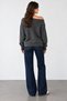 Women's Anthracite Boat Neck Embroidered Stone Detailed Sweater - 5