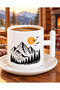 Minimalist Nature-Themed Coffee Cup with Mountain and Forest Views