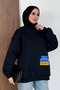 Women's 3 Thread Threaded Crew Neck Basic Hijab Sweatshirt 397 Navy Blue