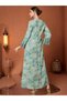 Mint Leaf-Print Flared-Sleeve Maxi Dress - 8