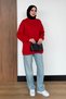 Women's 3 Thread Threaded Crew Neck Basic Hijab Sweatshirt 397 Red - 6