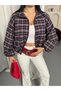 Women's Plaid Zippered Bomber Jacket - 6