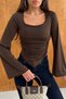 Women's Square Neck Spanish Sleeve Gathered Sandy Blouse - 8