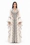 Women's Long Caftan with Embroidery and Shiny Stone Work and Butterfly Sleeves