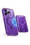 Glitzora Glitter Case Compatible with iPhone 16 Pro Max + Magnetic Card Holder Purple, Magsafe Compatible, Camera Protection, Double Set
