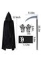 Cosplay Costume Set for Kids, Halloween Costume with Black Hooded Cloak, Skull Face Mask, Skeleton Hand Gloves, Glowing Glasses and Scythe, Horror Dress Up Prop for Halloween Party Escape Room - 2