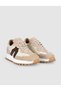 Genuine Leather Beige Brown Detailed Women's Sneaker Shoes - 2