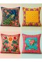 Bohemian Garden Floral and Peacock Patterned Digitally Printed Decorative Velvet Textured Polyester 4-Piece Cushion Cover Set (Dkr) - 2