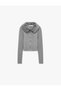 Faux Fur Collar Long Sleeve Zippered Crop Knitwear Cardigan - 6