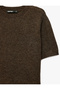 Wool Blend Short Sleeve Crew Neck Knitwear Sweater - 7