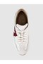 Genuine Leather White Claret Red Detailed Women's Sneaker Shoes - 6