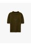 Cashmere Blend Stand Collar Short Sleeve Wool Sweater - 2