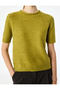 Soft Textured Crew Neck Short Sleeve Knit Sweater - 5