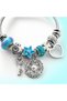 Turquoise Blue Charm Detailed Silver Color Women's Bracelet – 6 cm with Gift Pouch - 5