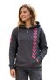 Women's Anthracite 100% Cotton Stripe Detailed Special Design Hooded Sweatshirt Vr.S.1003