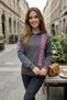 Women's Anthracite 100% Cotton Stripe Detailed Special Design Hooded Sweatshirt Vr.S.1003 - 4