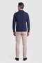 Navy Blue Polo Collar Long Sleeve Men's Knitwear - 2