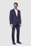 Dark Navy Blue Suede Textured Buttoned Blazer Jacket - 5