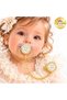 Baby Girl Luxury Design Royal Transparent White Princess Written Crown with Rhinestones Pacifier and Chain Set Gold Gold