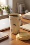 Silk Petal Porcelain Mug with Lid Yellow - 370 ml
