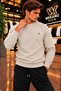 Men's Regular Fit Crew Neck Embroidered Knit Sweater - 5
