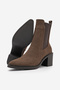 Women's Double Elastic Chelsea Heeled Boots Pisar Brown Suede - 8