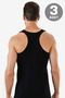 Premium Men's Cotton Athlete Rambo Undershirt Black 3-Pack Sportswear Fit Top - 2