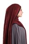 Burgundy Muslin Shawl with Piping, Breathable Cotton Textured Crinkle 202139_16 - 3