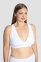 Premium Maternity Breastfeeding Bustier Sportsman's 2-Piece Set White Half Athlete Home Wear Plain Top Maternity Wear - 4