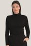 Special Production Women's Black Turtleneck Long Sleeve Body 2'Li Package Alternative Comfortable Blouse Casual Style - 3