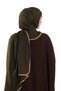 Khaki Muslin Shawl with Piping, Breathable Cotton Textured Crinkle 202139_09 - 4